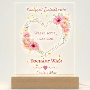 Personalizowana lampka LED dla Dziadków „Wasze serca, nasz dom”