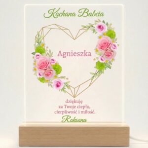 Personalizowana lampka LED „Kochana Babcia” z imieniem i dedykacją
