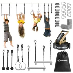 Tor przeszkód Ninja dla dzieci - zestaw slackline HyperMotion - 7 przeszkód