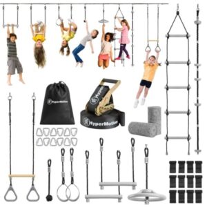 Tor przeszkód Ninja dla dzieci - zestaw slackline HyperMotion - 9 przeszkód