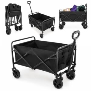 Wózek turystyczny plażowy składany HyperMotion - kolor czarny, 80 kg