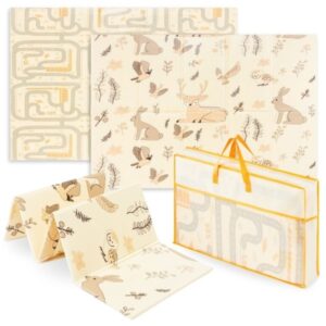 Dwustronna mata piankowa składana 180 x 120 x 1cm - Magiczny Las/Jesienne Ulice - boho