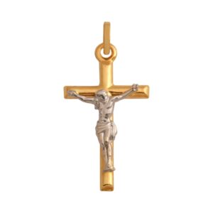 Na Chrzest lub Komunię: Złoty krzyżyk 585 z wizerunkiem Jezusa