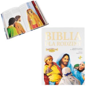 Chrzest lub Komunia Biblia rodzinna z dedykacją na tabliczce