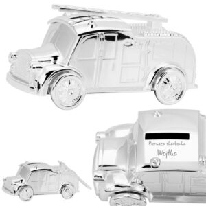 Skarbonka Wóz Strażacki Retro na Chrzest i Roczek z Grawerem