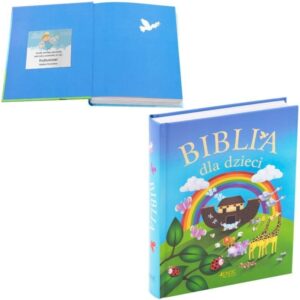 Chrzest lub Komunia Biblia dla dzieci z dedykacją na tabliczce