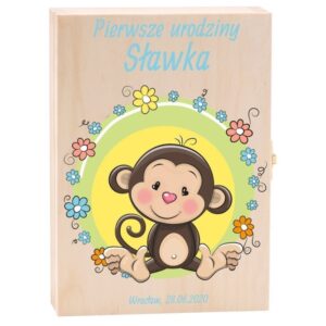 Na Chrzest lub roczek: drewniane pudełko na sztućce z nadrukiem UV