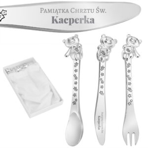 Na chrzest: posrebrzane sztućce dla dziecka z grawerem