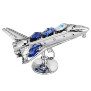 Figurka statku kosmicznego z kryształami, srebrzona, w pudełku