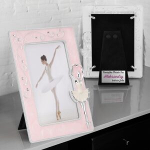 Na chrzest: Różowa ramka Baletnica z tabliczką dedykacyjną