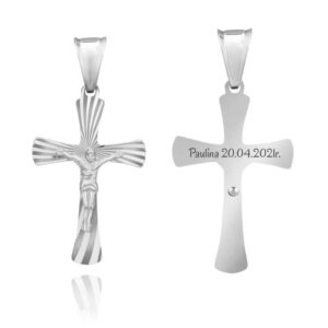 Krzyżyk z Jezusem ze srebra 0,925 na Chrzest z grawerem