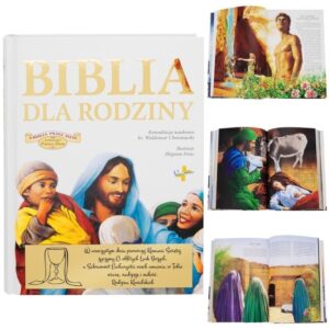 Chrzest lub Komunia Biblia dla rodziny z tabliczką dedykacyjną