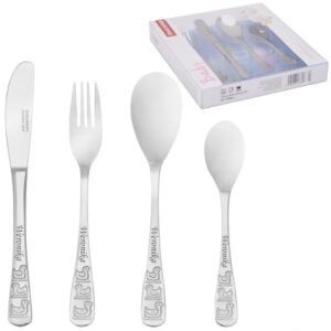 Na Chrzest i Roczek: sztućce Kaczuszki 4 el. z grawerem