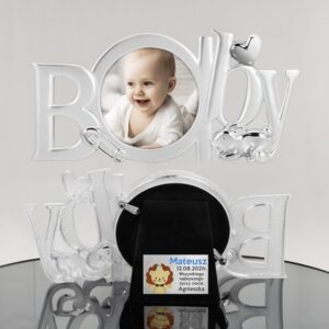 Na narodziny Posrebrzana ramka Baby na zdjęcie z dedykacją