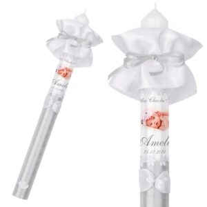 Świeca do Chrztu i Komunii ze zdjęciem dziecka Model G19