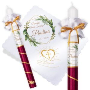 Chrzest lub Komunia: świeca i szatka ze zdjęciem dziecka G24