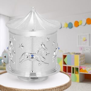 Chrzest dla chłopca: błękitna pozytywka karuzela z kryształkami