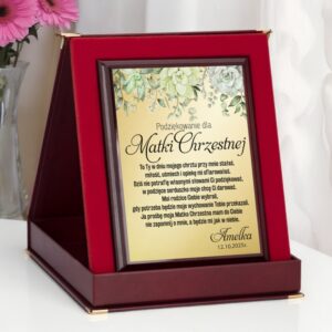 Chrzest: Podziękowanie dla matki chrzestnej z dedykacją w etui
