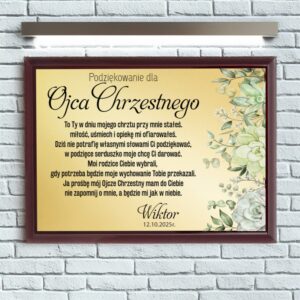 Chrzest: podziękowanie dla rodziców chrzestnych z dedykacją