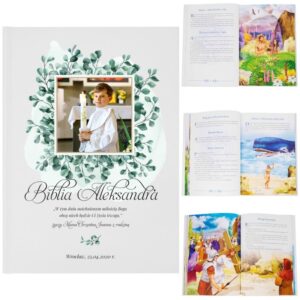 Biblia na Pierwszą Komunię dla chłopca ze zdjęciem i personalizacją