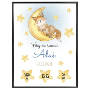 Personalizowany plakat Księżyc i Gwiazdki na Baby Shower plexi