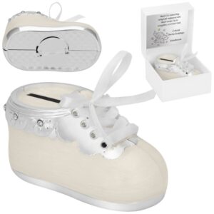 Skarbonka bucik na chrzest i roczek z dedykacją w pudełku