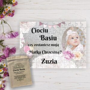 Chrzest: Puzzle z indywidualnym nadrukiem dla chrzestnych 96 elementów