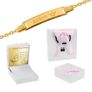 Chrzest lub komunia: złota bransoletka 585 na łańcuszku z grawerem