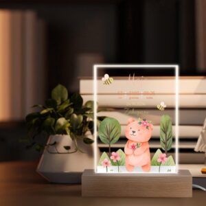 Na roczek: Personalizowana ramka LED z metryczką i zdjęciem maluszka