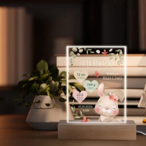 Na chrzest: Ramka LED z akrylu z metryczką i zdjęciem