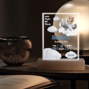 Na chrzest: Ramka LED z metryczką i zdjęciem, personalizowana