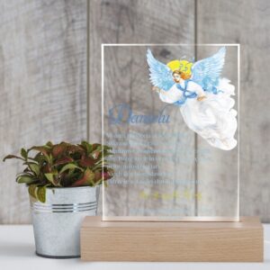 Chrzest: Ramka LED z drewna i szkła akrylowego z personalizacją