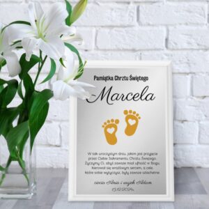 Pamiątka Chrztu Świętego Stópki z personalizacją i zdjęciem