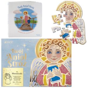 Chrzest Św. Zestaw Twój Anioł Stróż z metalową tabliczką