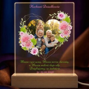 Personalizowana lampka LED dla Dziadków „Dziękujemy, że jesteście”