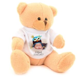 Pluszowy miś z koszulką – personalizowany nadruk (Walentynki, urodziny, roczek)