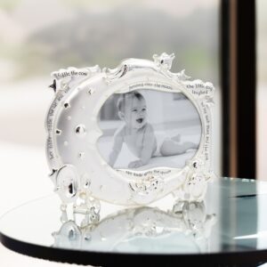 Ramka księżyc posrebrzana na chrzest z dedykacją gratis dla dziecka