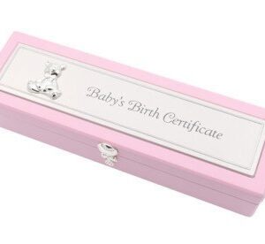 Na chrzest i roczek: różowa szkatułka na akt z dedykacją