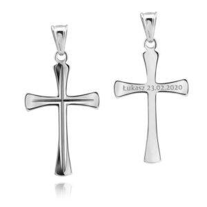 Na Chrzest srebrny krzyżyk pr. 925 z grawerem i zawieszką