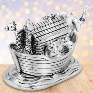 Chrzest Św. i Roczek: metalowa pozytywka Arka Noego posrebrzana