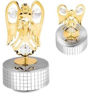 Na Chrzest: pozytywka Pozłacany Anioł z grawerem i kryształami