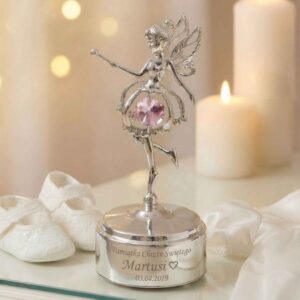 Chrzest lub roczek: posrebrzana pozytywka elfik z grawerem