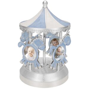 Chrzest i roczek: karuzela pozytywka z ramkami na zdjęcia Niebieska