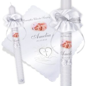 Na Chrzest: personalizowana świeca i szatka G11 ze zdjęciem