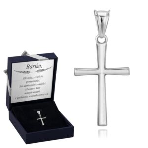 I Komunia Święta: srebrny krzyżyk 925 z dedykacją w pudełeczku