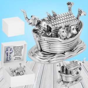 Pozytywka Arka Noego platerowana srebrem na Chrzest z dedykacją