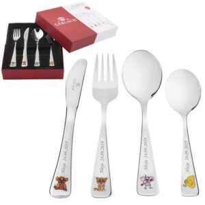 Chrzest: sztućce Pychotki dla dziecka z grawe