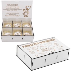 Pudełko wspomnień dla bobasa na chrzest lub roczek z grawerem