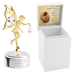 Posrebrzana mała pozytywka Elf Swarovskiego z grawerem laserowym