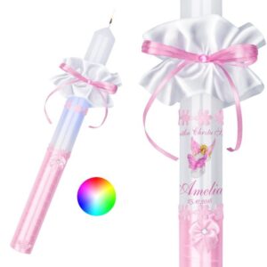 Świeca Premium na chrzest Model G4 z nadrukiem i zdjęciem dziecka